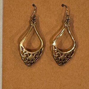 Gold-Tone Filigree Teardrop Earrings